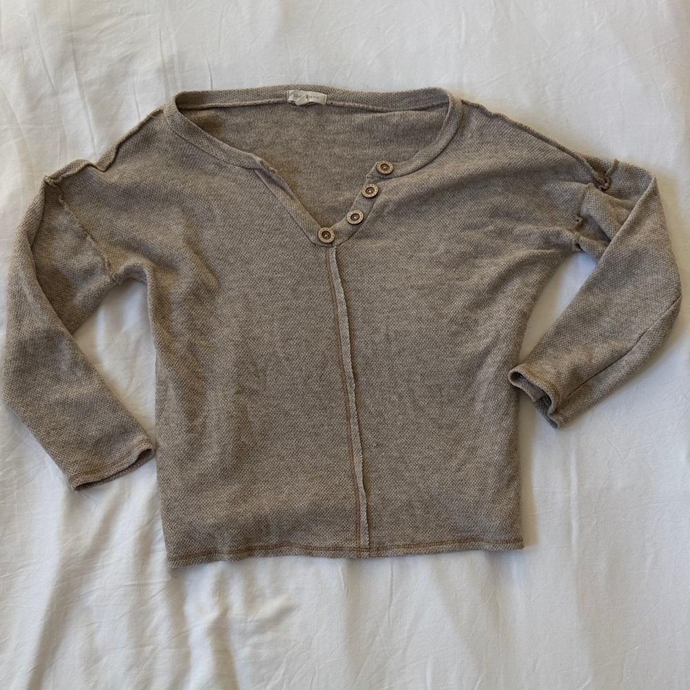 Shop Stevie Cozy Tan Long Sleeve Sweater